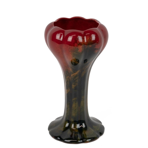 203 - Charles Noke for Royal Doulton Sung Ware tulip shaped vase the oxide glaze in deep reds, oranges and... 