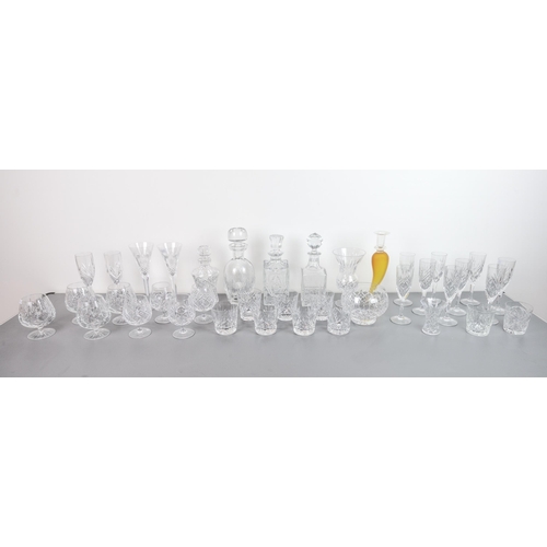 216 - Collection of crystal glassware to include 9 x whisky tumblers, 7 x brandy bowls, 4 x decanters, 13 ... 