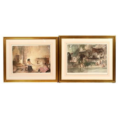 221 - After Sir William Russell Flint (1880-1969)- 'In a Burgundy Granary' and 'Spanish Girls Bathing' sta... 