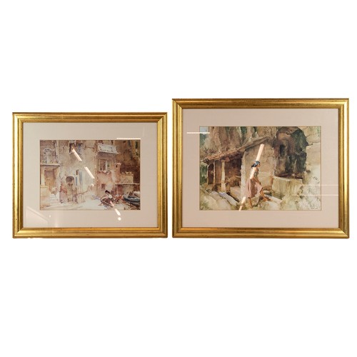 222 - After Sir William Russell Flint (1880-1969) 'Woman at the Well' and 'Repainting Oar Blades' framed a... 