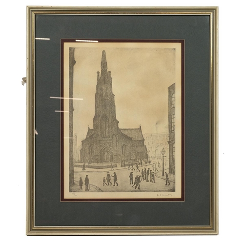 225 - Laurence Stephen Lowry RA (Northern British 1887-1976): 'St Simons Church Salford', limited edition ... 