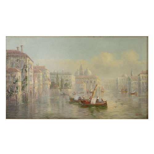 251 - Jame Salt (British 1850-1903) pair of Oil on Canvas, Venice river boat scene signed lower right and ... 