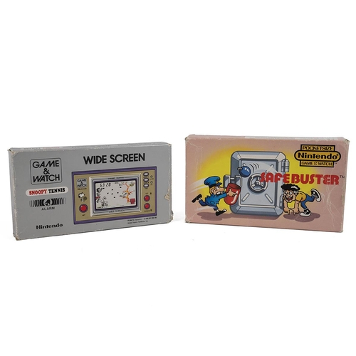 270 - Boxed Nintendo Game & Watch- Snoopy Tennis, Widescreen, SP-30, c1982 & Safebuster, JB-63, c1... 