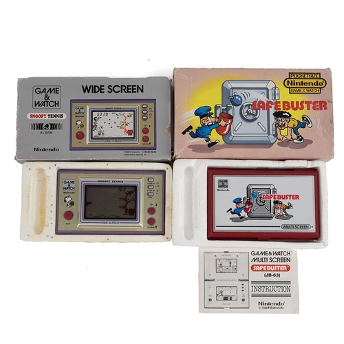 270 - Boxed Nintendo Game & Watch- Snoopy Tennis, Widescreen, SP-30, c1982 & Safebuster, JB-63, c1... 