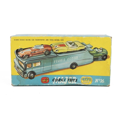 278 - Boxed Corgi Toys Gift Set No.16 Ecurie Ecosse Racing Car Transporter and Three Racing Cars.