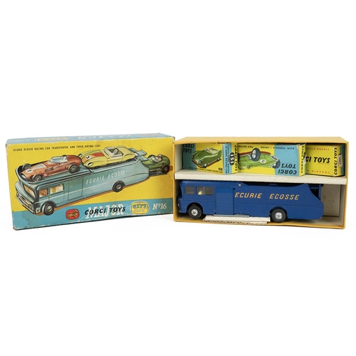 278 - Boxed Corgi Toys Gift Set No.16 Ecurie Ecosse Racing Car Transporter and Three Racing Cars.