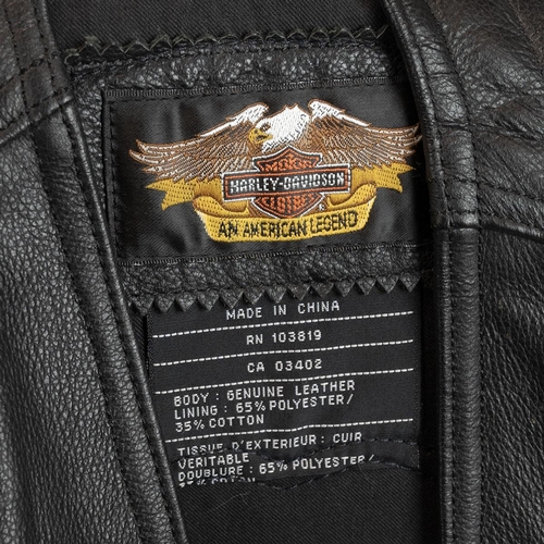 304 - Harley Davidson leather waistcoat with Thames valley chapter embroidery and a gsouma leather jacket ... 