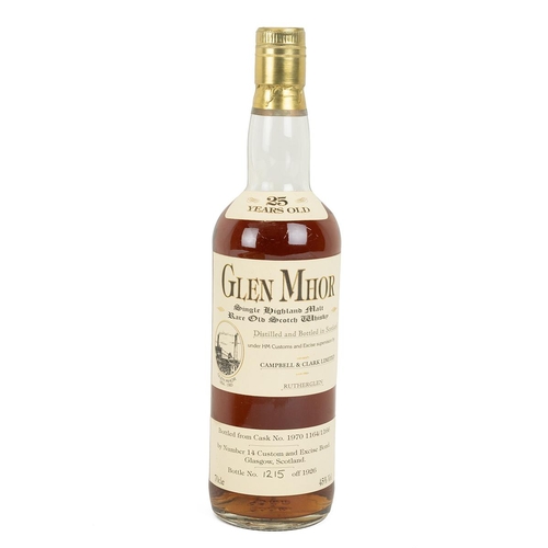 344 - Glen Mhor Limited Edition (1215/1926) 25 year old Single Highland Malt bottled from Cask No 1970 116... 