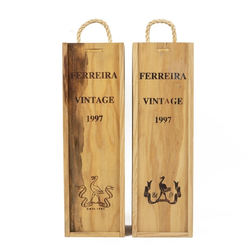 352 - 2 x Ferreira vintage port 1997 each with owc 75cl 20% alc/vol one with 250 year anniversary capsule ... 