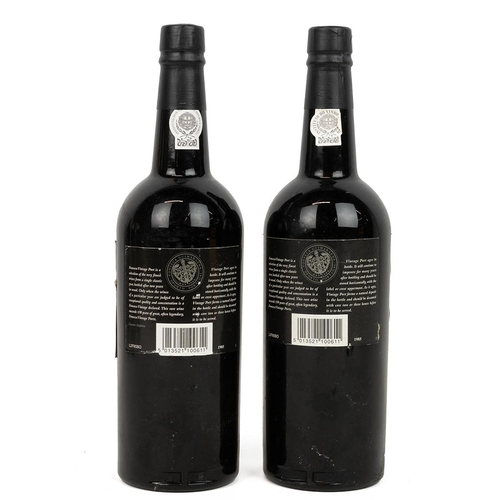 357 - 2 bottles of Fonseca vintage port 1985, 75cl 20.5% alc/vol, fill high and into neck, light scuff to ... 