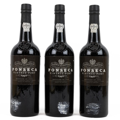 358 - 3 x Fonsecca vintage port 1992 each in owc and each 75cl 20.5% alc/vol. Fill levels high, light scuf... 