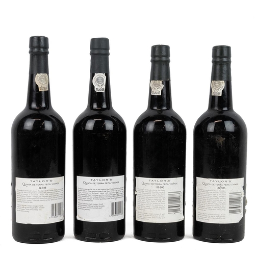 373 - Taylor's Quinta de Terra Feita 2 x 1986, 1 x 1988, 1 x 1996 all 75cl 20.5% alc/vol. Fill high except... 