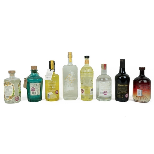 403 - 7 bottles of gin: Pienaar & Son Orient 70cl 43% alc/vol; Gwyr Rhamanta 70cl 43% alc/vol; Fyndere... 