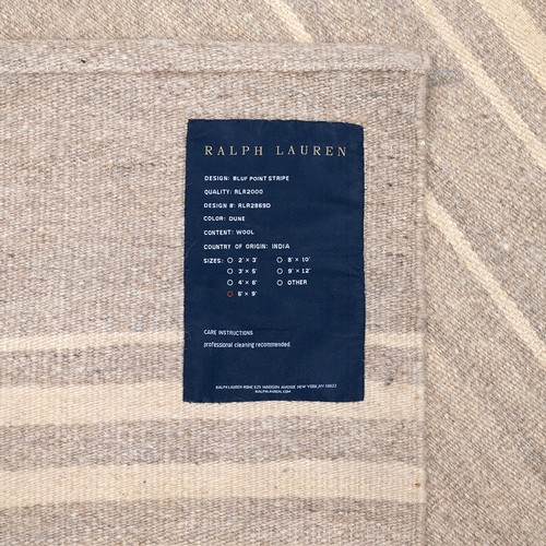 409 - Ralph Lauren designed 'Blue Point Stripe' Dune colour woolen floor rug made in India size 6' x 9' co... 