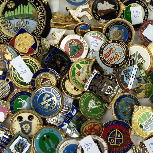 431 - Bowls memorabilia, an extensive collection of Bowls club badges and ties, including, Norfolk, Berksh... 