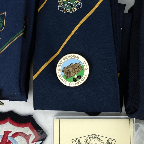 431 - Bowls memorabilia, an extensive collection of Bowls club badges and ties, including, Norfolk, Berksh... 