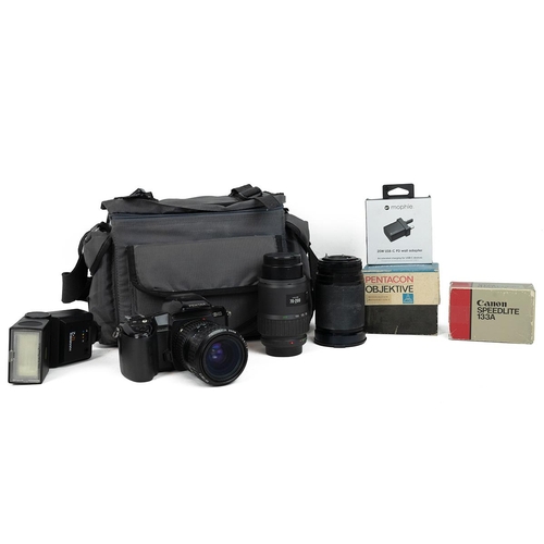 447 - Pentax Z-10 Camera and 3 lenses Pentax-f zoom 70-200, Macro Focusing zoom 28-200mm light meter etc. ... 