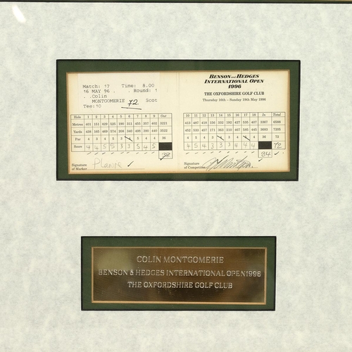 453 - Colin Montgomery signed Golf Display from his win in the Benson and Hedges International Open 1996 a... 