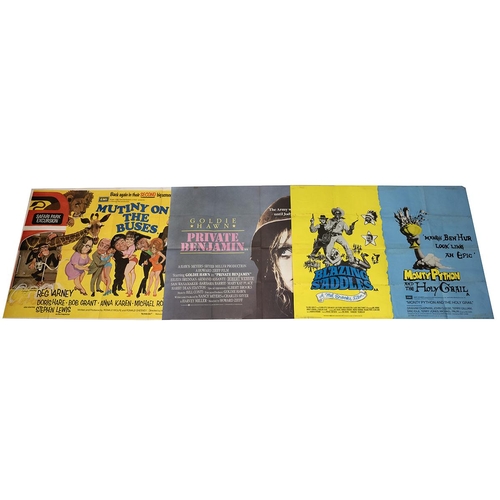 462 - Vintage cinema posters to include 'Mutiny On The Buses', 'Private Benjamin', 'Blazing saddles', 'Str... 