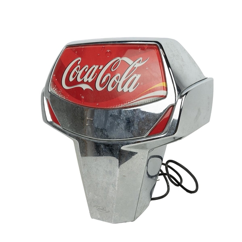 463 - A contemporary Coca Cola advertising lamp top with chrome body L42cm x D16cm x H43cm.