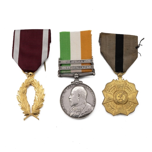 464 - Boer war medal with two bars south Africa 1901 & 1902 presented to Pte F Cook and two Belgium ci... 