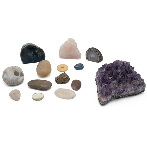 466 - Small Collection of Crystals, Minerals and Rocks including an Amethyst geode.