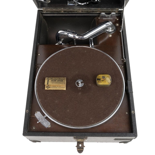 470 - 1930's HMV tabletop windup gramophone with winer and spare needles.