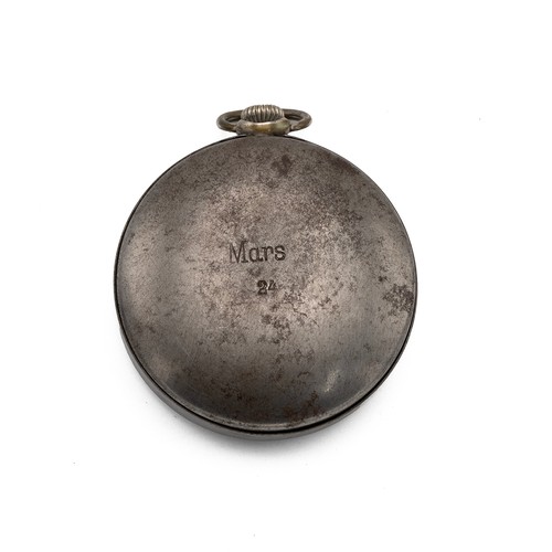 480 - Helios WW11 pocket watch with black dial and subsidiary seconds dial, No 365438 to the verso contain... 