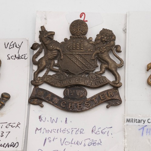 481 - Group of military badges (22). Including: Manchester Reg't 1st Volunteer Battalion, Royal Electrical... 