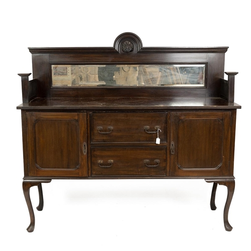 508 - Edwardian mirror backed sideboard with pierced side gallery, above two central drawers flanked by tw... 