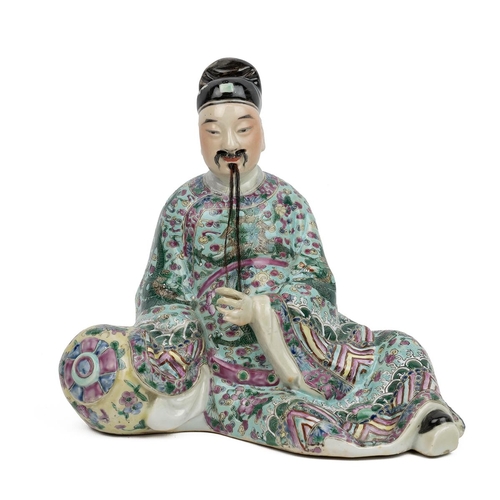 186 - A CHINESE FAMILLE ROSE PORCELAIN FIGURE, 19/20TH CENTURYDepicting one of the greatest poets in the T... 