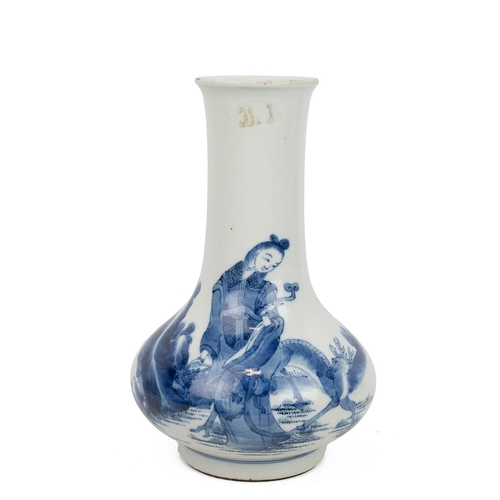 175 - A CHINESE BLUE AND WHITE VASE, 20th CENTURYOf squatted body and long neck, with slightly everted mou... 