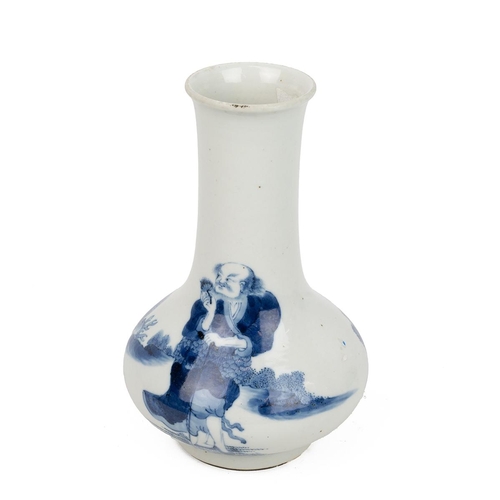 175 - A CHINESE BLUE AND WHITE VASE, 20th CENTURYOf squatted body and long neck, with slightly everted mou... 