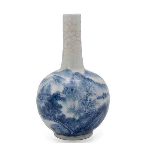 176 - A CHINESE BLUE AND WHITE VASE, 19/20TH CENTURYDecorated with landscape scene on crackle pattern grou... 