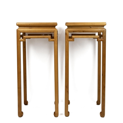 210 - A PAIR OF CONTEMPORARY CHINESE PLANT STANDSMade with the precious timber of 'Jinsi Nanmu' (golden th... 