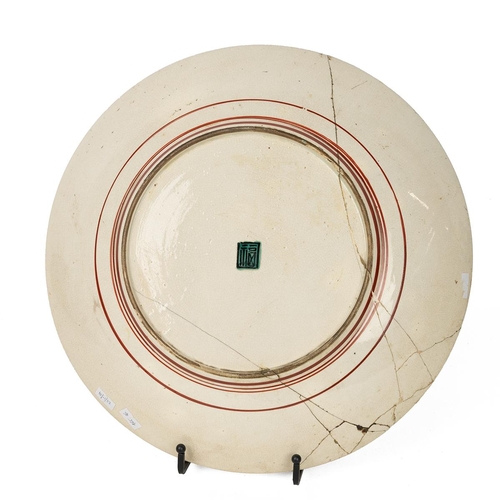 43 - A JAPANESE KO-KUTANI POLYCHROME CHARGER, EDO PERIODOf circular form, fully decorated with scholars g... 