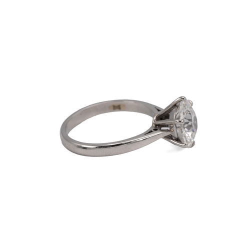 30 - A diamond solitaire ring, the old European cut weighing approximately 3.20 carats, in a six-claw set... 