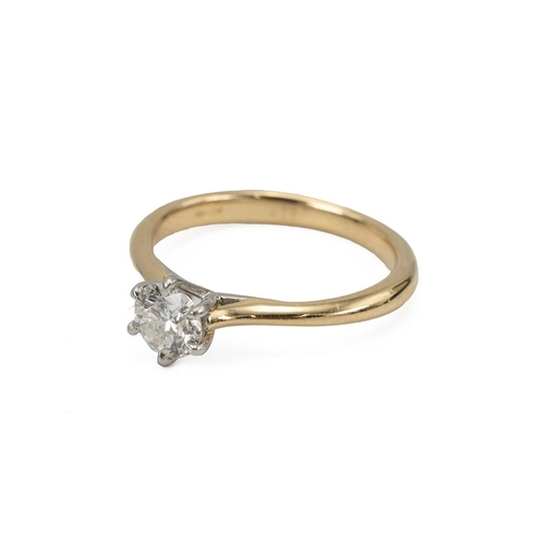 38 - 18ct gold and diamond ring, the round brilliant cut diamond weighing approximately 0.50 carats, fing... 