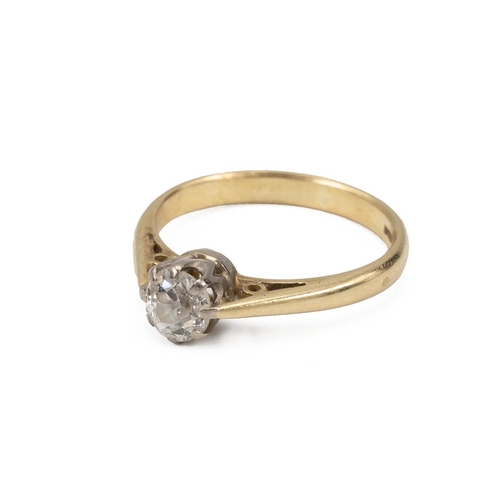 41 - 18ct gold solitaire diamond ring approx 0.25ct,  hallmarked Sheffield 750, size M weight 3.2 grams.