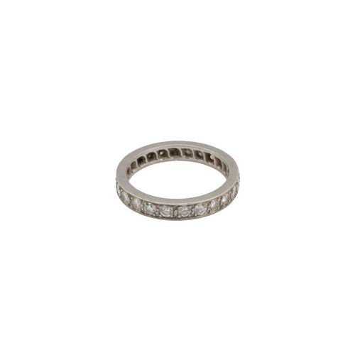 68 - White metal tested platinum diamond full eternity ring, size M, weight 4.2 grams.