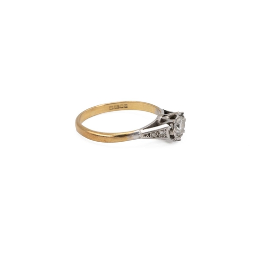 72 - 18ct gold hallmarked diamond ring, the central diamond approx 0.25 carats, mounted in a claw setting... 