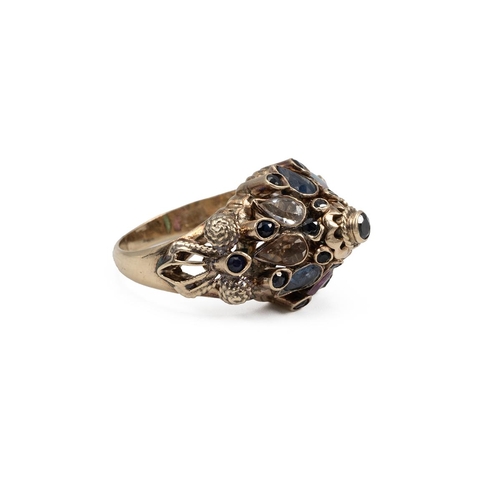 88 - Vintage 18ct gold Thai princess harem ring, known as 'Nop-pa-kao', traditional style in the form of ... 