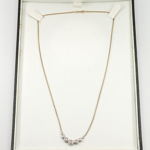 95 - 9ct gold necklace, with an unmarked gem set pendant, 4.0 grams, boxed.