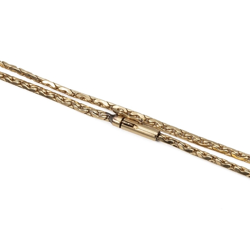 112 - A gold chain, stamped 'Tiffany & Co', '14k' and 'Pat 4170809' to the clasp, approximately 48 cm ... 