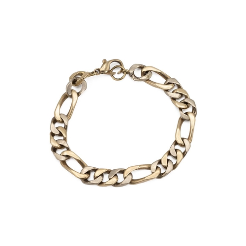 148 - Yellow metal tested as 14ct gold diamond curb link bracelet, set with 40 small cut diamonds, 4 per l... 