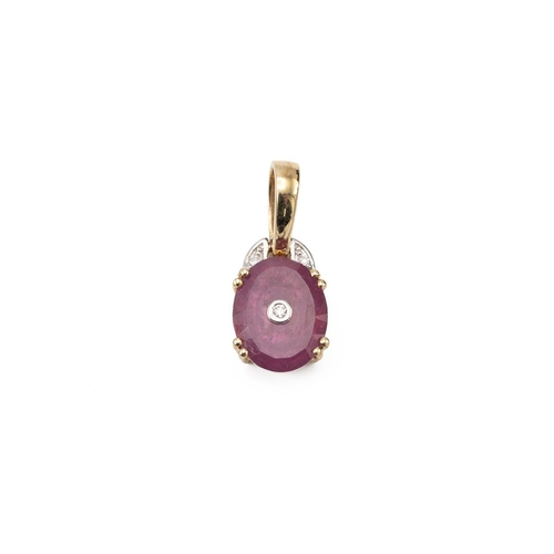 160 - Glenn Lehrer, a pair of ruby and diamond earrings and a matching pendant, all stamped 