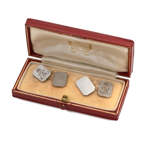 193 - Royal interest: a pair of silver cufflinks engraved 