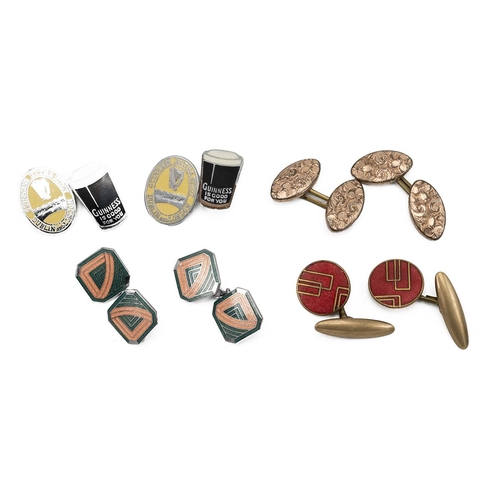 196 - Small collection of cufflinks, including Guinness, red enamel examples and others.