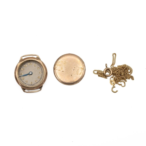 216 - 9ct gold ladies watch, along with 9ct gold necklace, 9.08 gross.