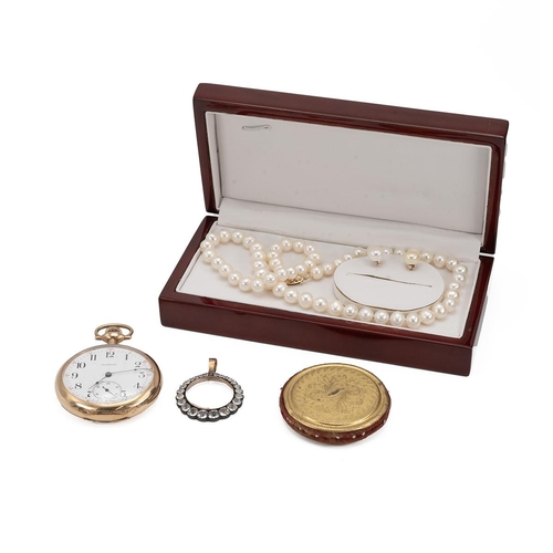 226 - American Illinois gilt open faced pocket watch the white dial with subsidiary seconds dial, case num... 